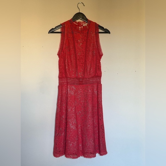 Rebecca Taylor Arella Lace Dress Size 6 Pink/Coral - Picture 7 of 12